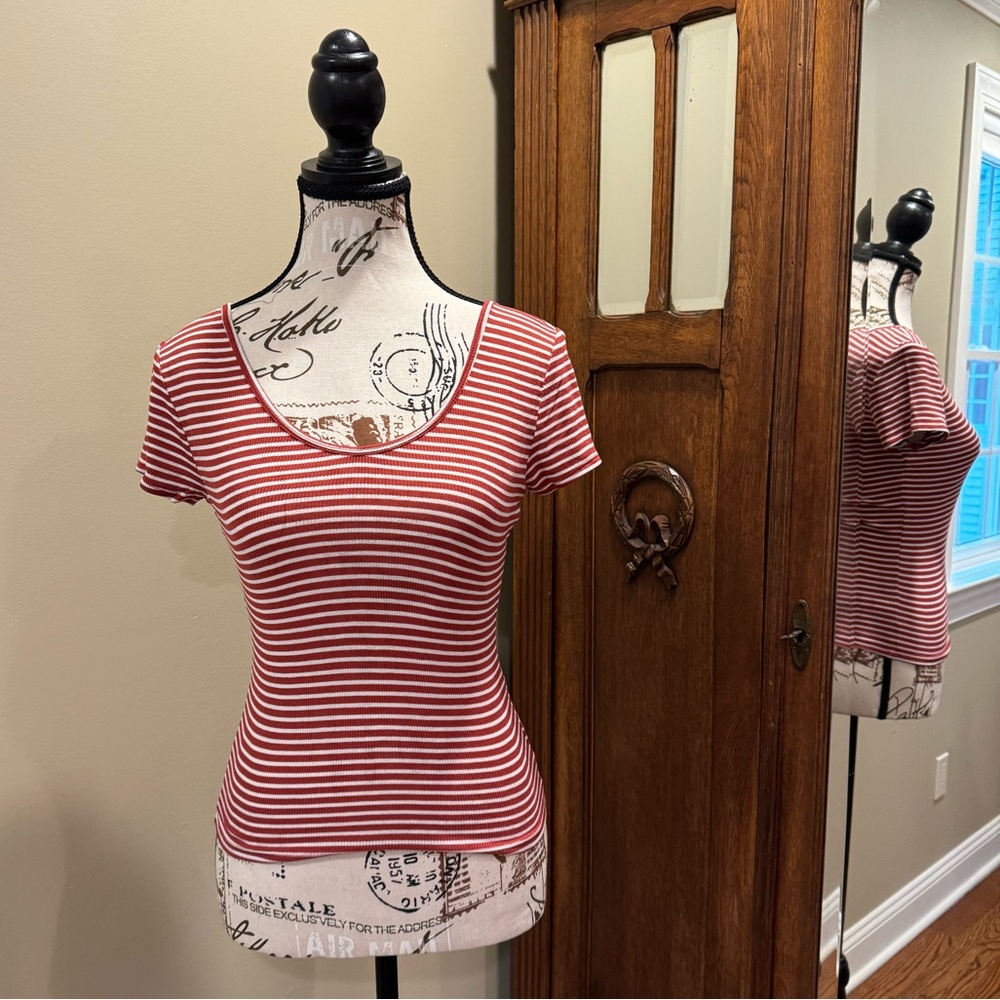 Express One Eleven Striped Crop Top